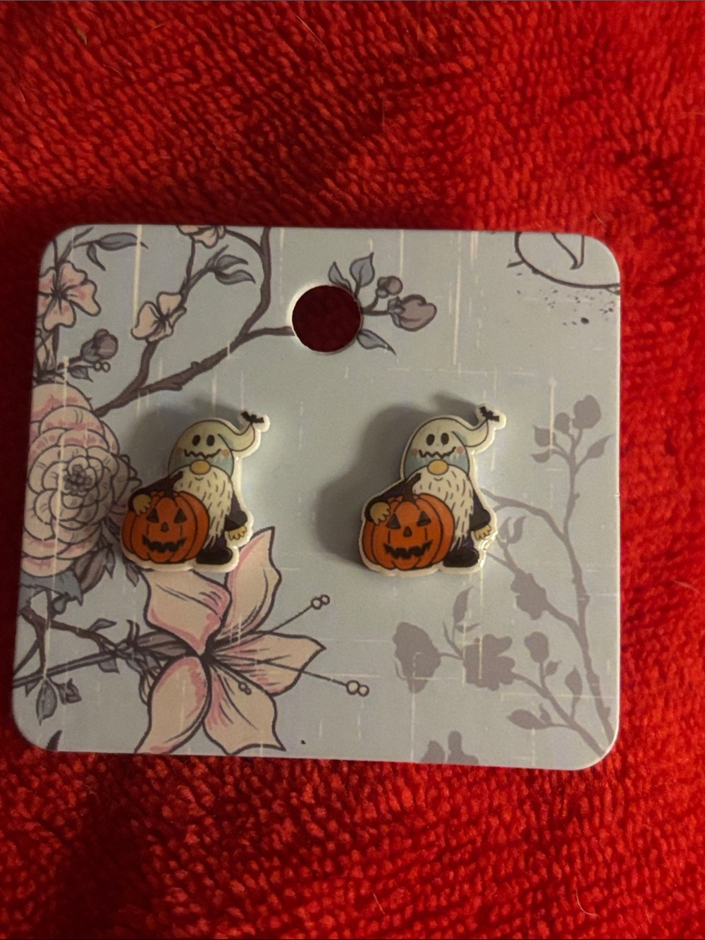 Halloween Ghost and Pumpkin Stud Earrings - White & Orange